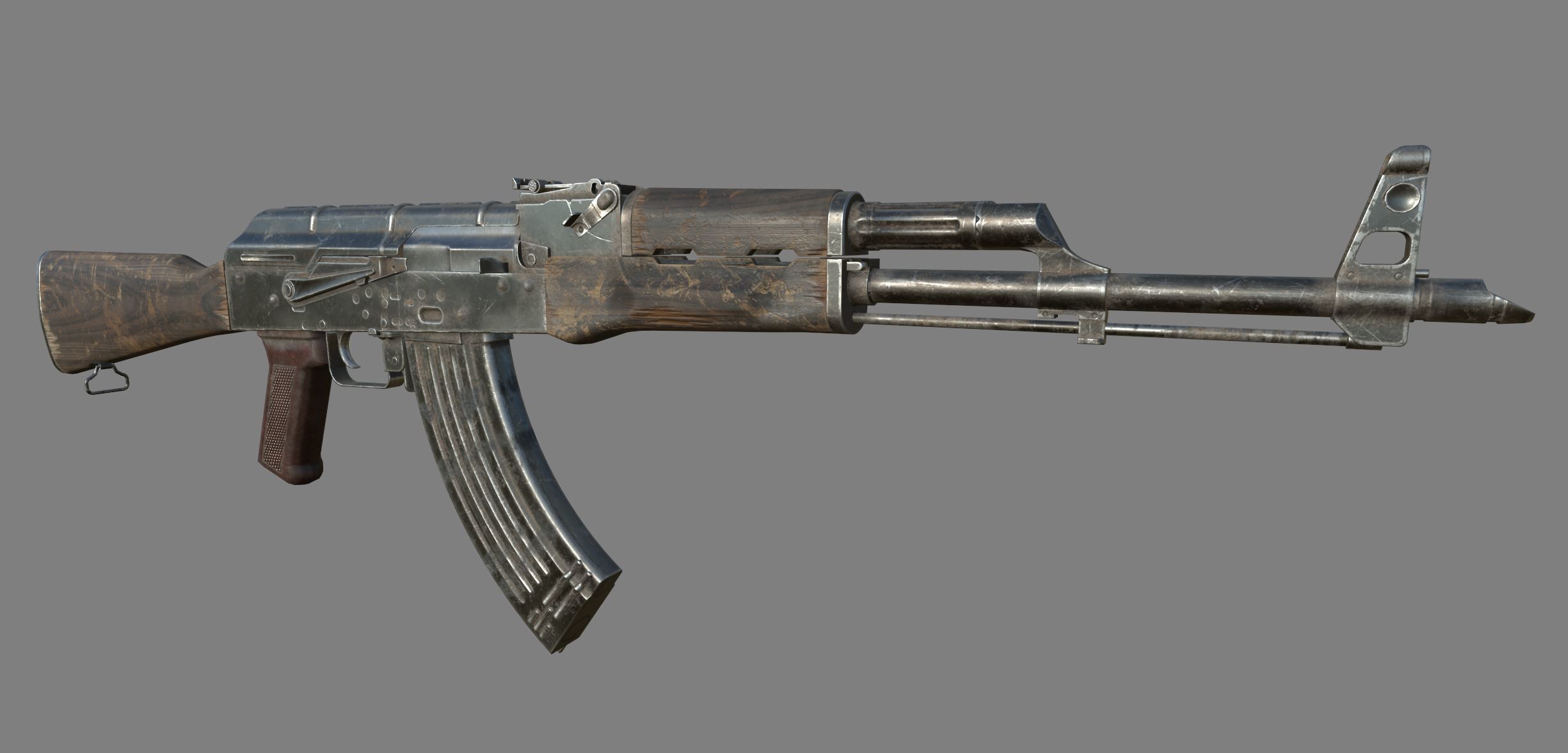 AK-47 silver sword Low-poly 3D model_19