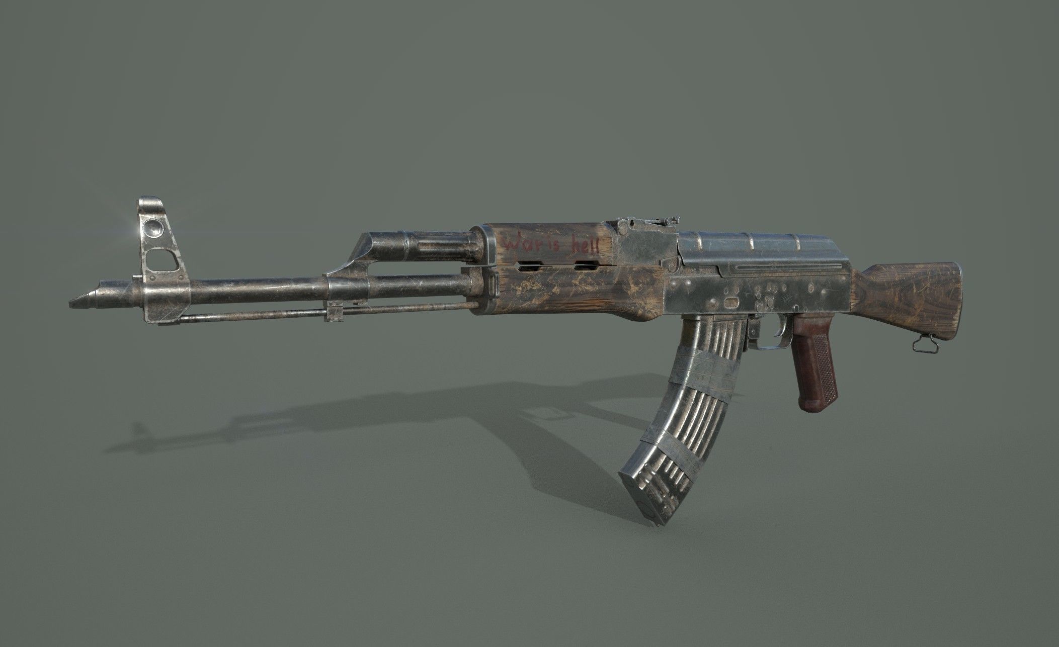 AK-47 silver sword Low-poly 3D model_1