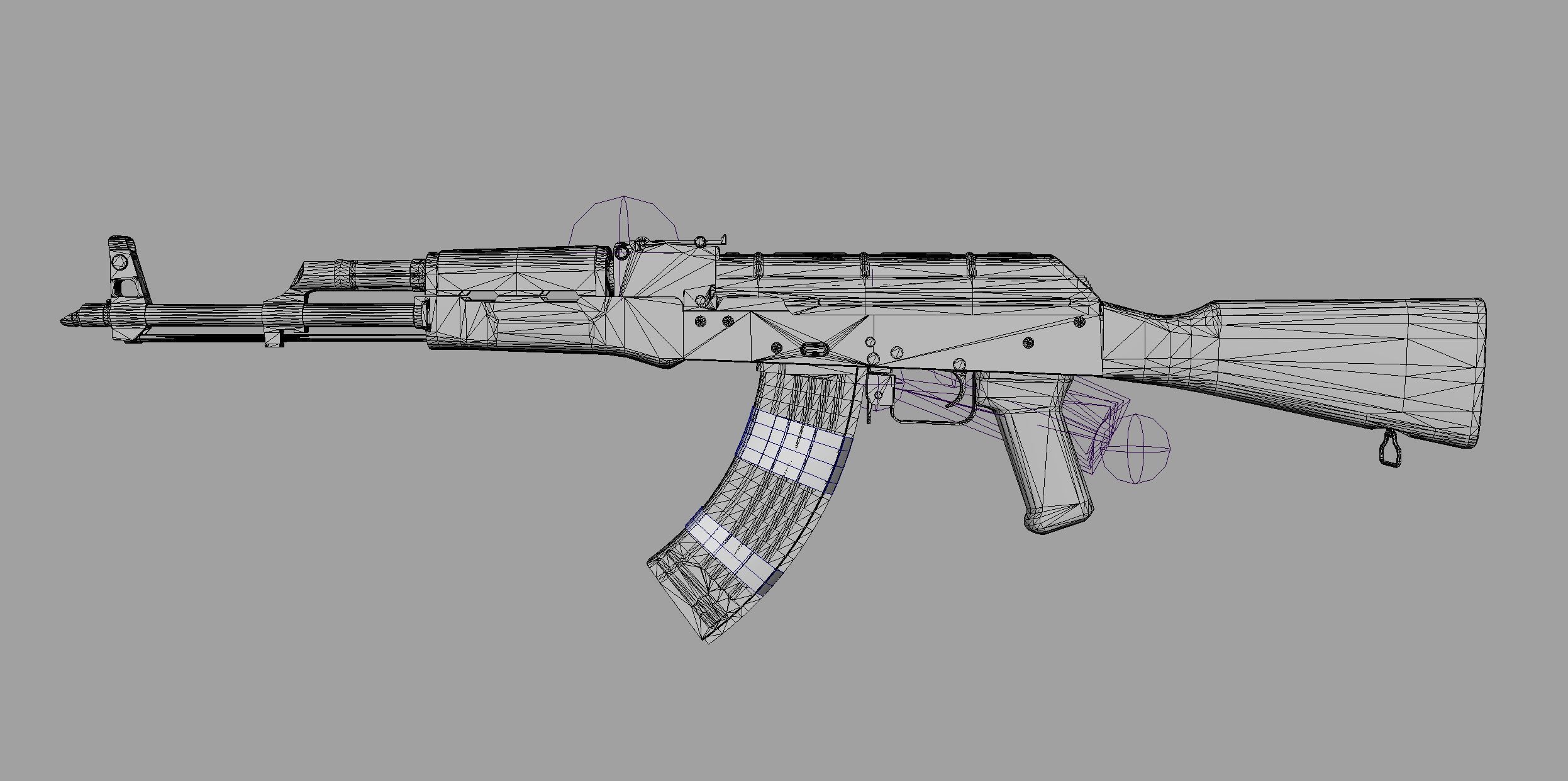 AK-47 silver sword Low-poly 3D model_24