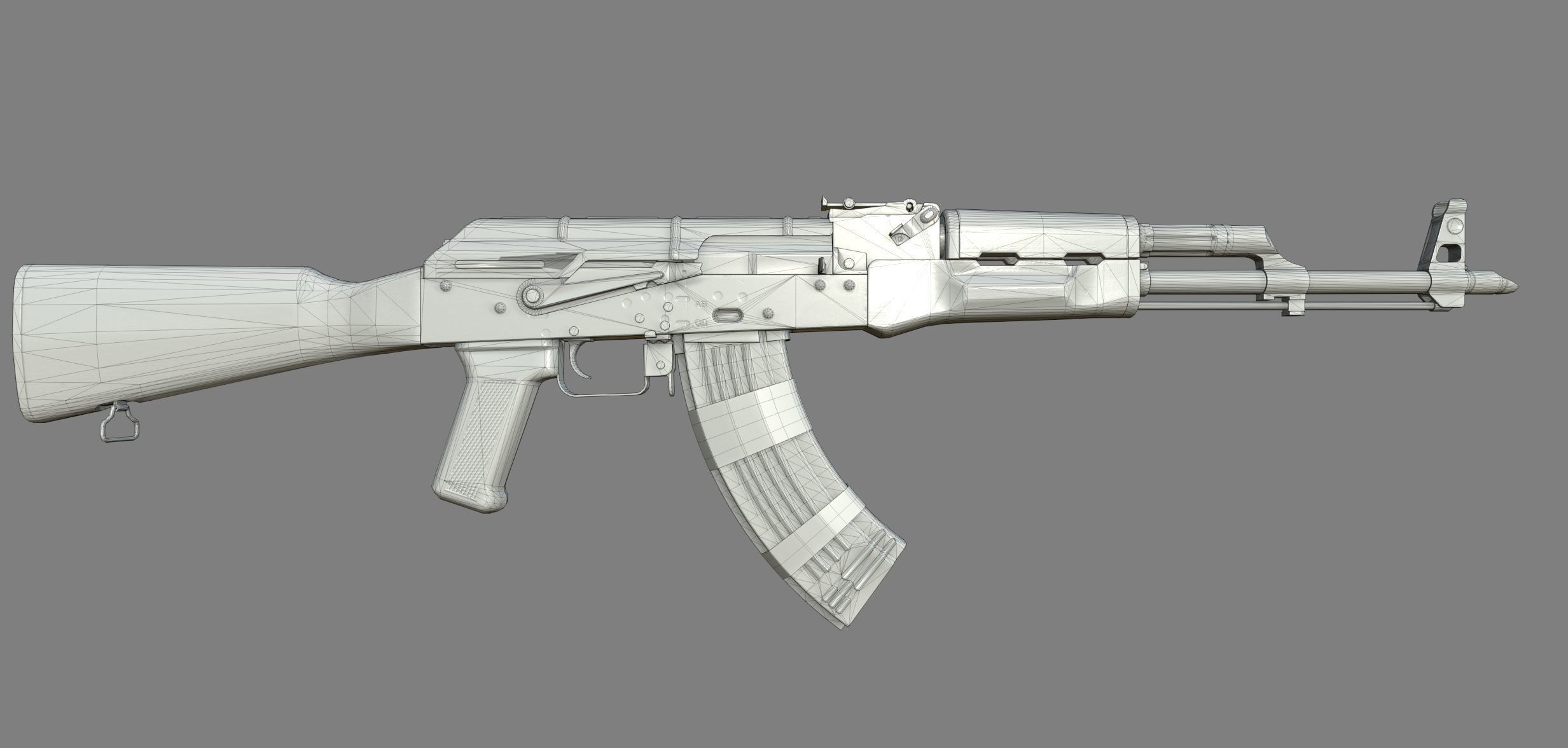 AK-47 silver sword Low-poly 3D model_23