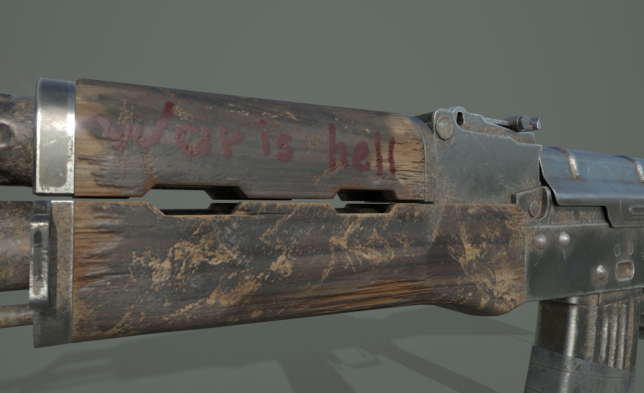 AK-47 silver sword Low-poly 3D model_15