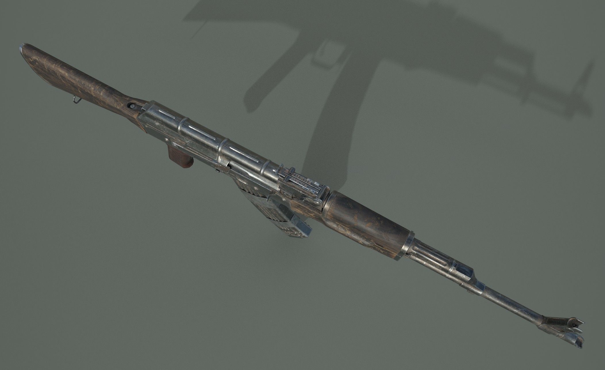 AK-47 silver sword Low-poly 3D model_13