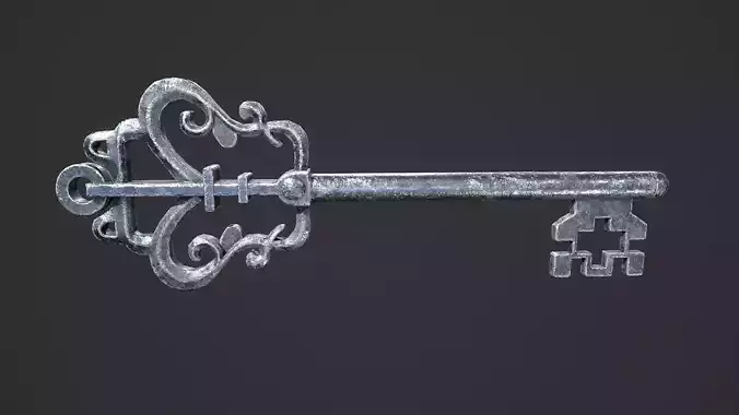 Medieval Skeleton Key 2 Low-poly 3D model