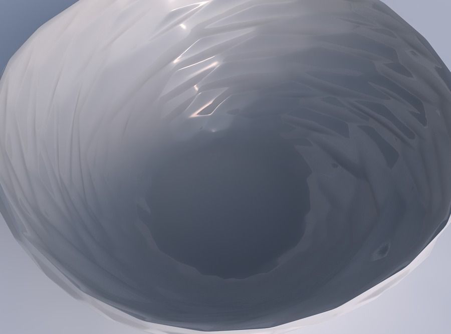 Bowl wide with twisted rocky bulges 3D print model_1