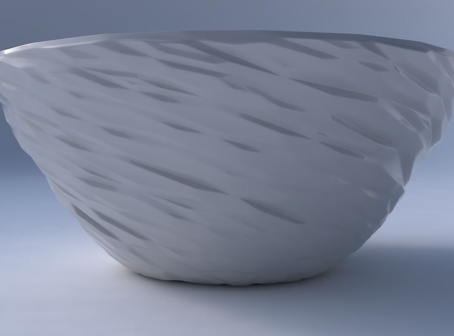 Bowl wide with twisted rocky bulges 3D print model_4