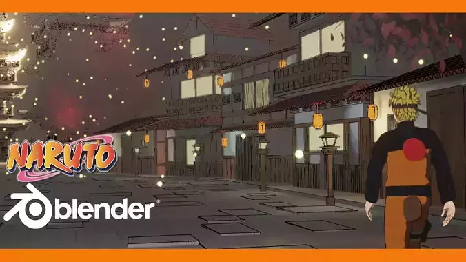 Naruto 3D Scene - Anime Style Low-poly 3D model