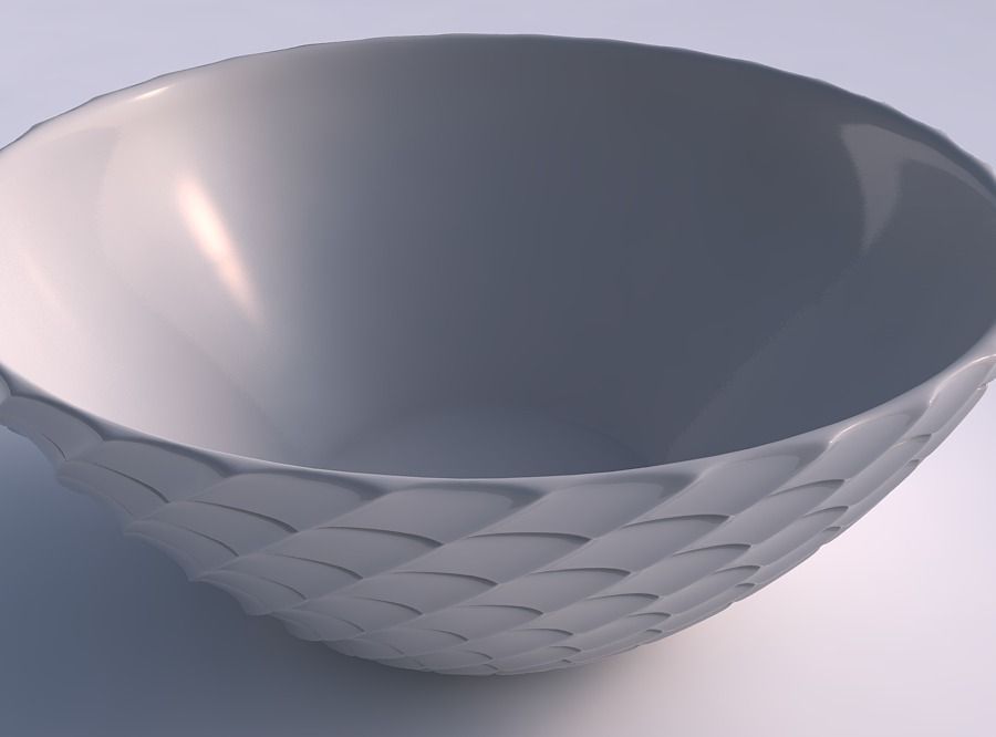Bowl wide with strange tiles 3D print model_0