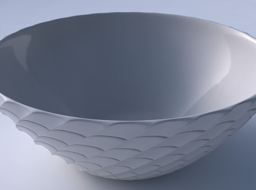 Bowl wide with strange tiles 3D print model_3