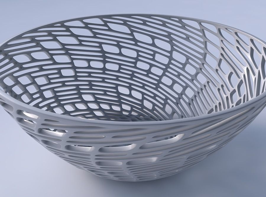 Bowl wide with twisted lattice tiles 3D print model_3