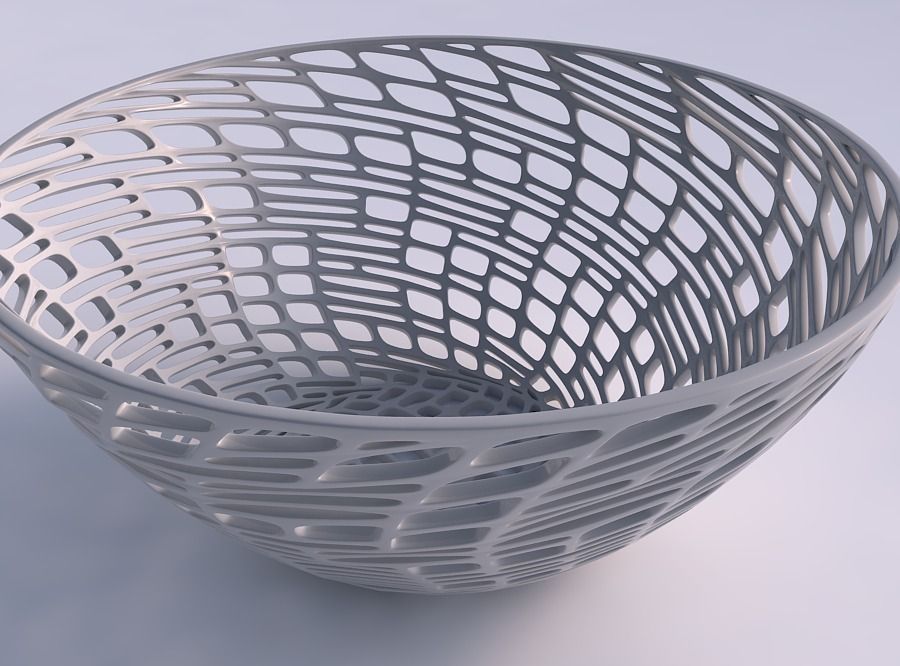 Bowl wide with twisted lattice tiles 3D print model_0