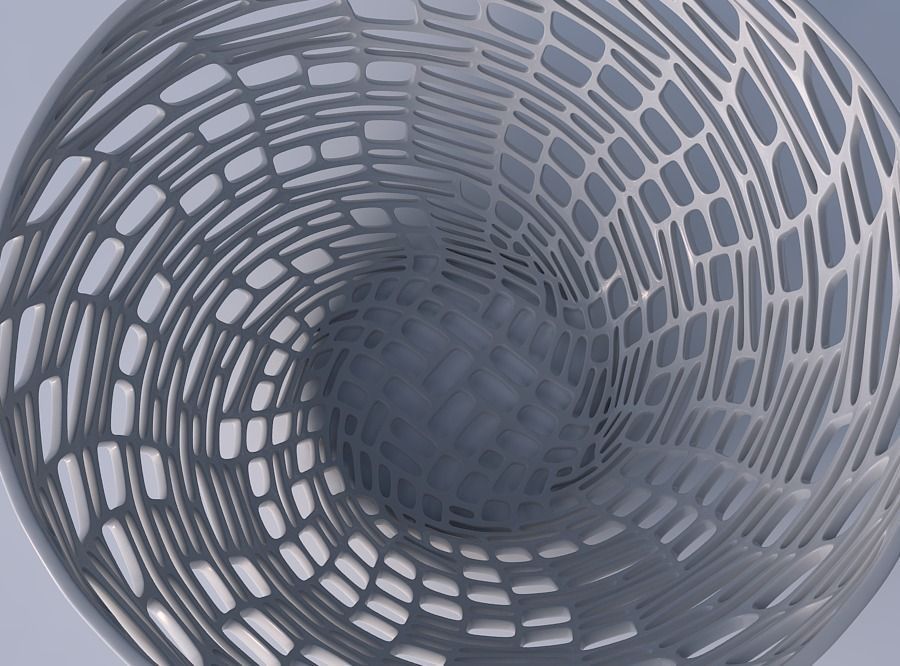 Bowl wide with twisted lattice tiles 3D print model_2