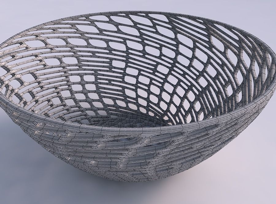 Bowl wide with twisted lattice tiles 3D print model_5
