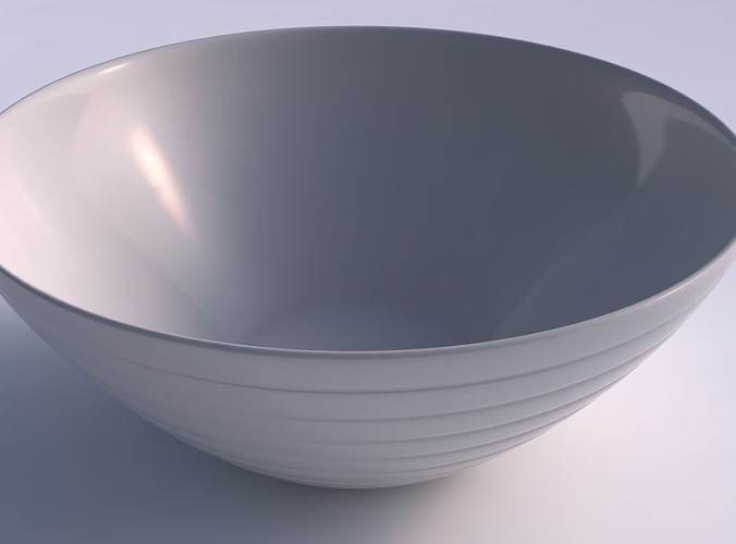 Bowl wide with smooth horizontal dents 3D print model