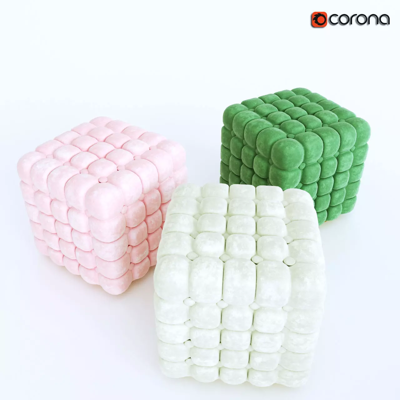 Ottoman three cubes Free 3D model
