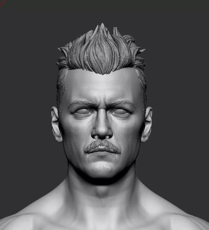 Grindelwald man with moustache and mustache 3D model_0