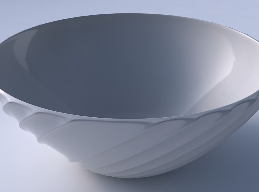 Bowl wide with extruded vertical lines 3D print model_3