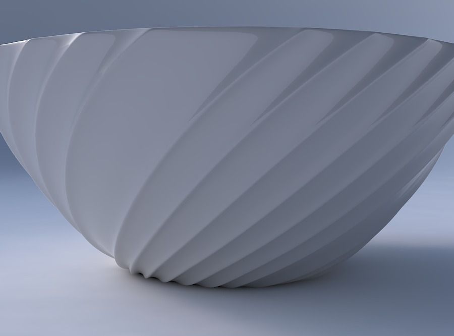 Bowl wide with extruded vertical lines 3D print model_4