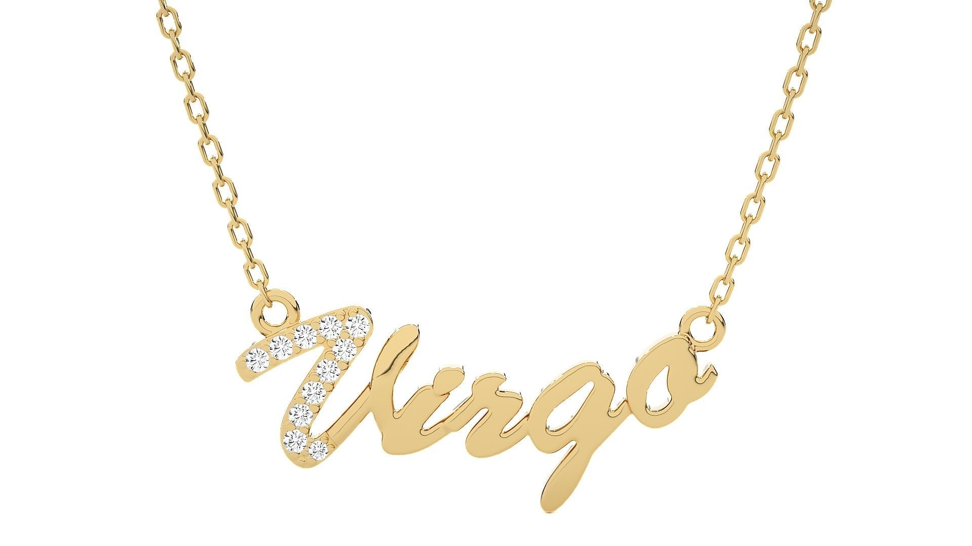 Virgo Zodiac Pendant Necklace 3dm stl render detail 3D print model_8