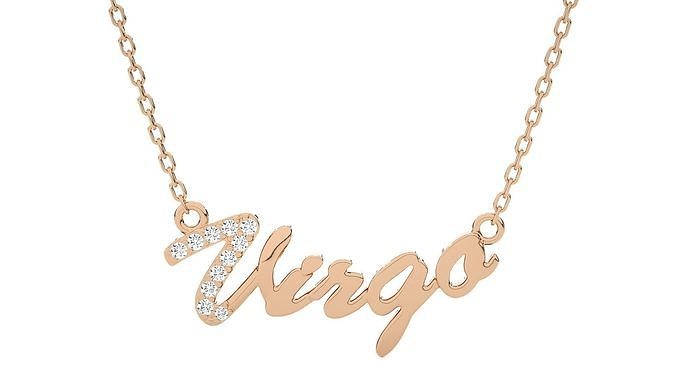 Virgo Zodiac Pendant Necklace 3dm stl render detail 3D print model