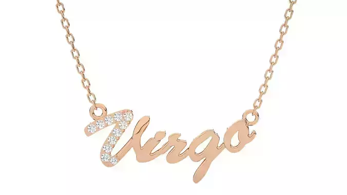 Virgo Zodiac Pendant Necklace 3dm stl render detail 3D print model