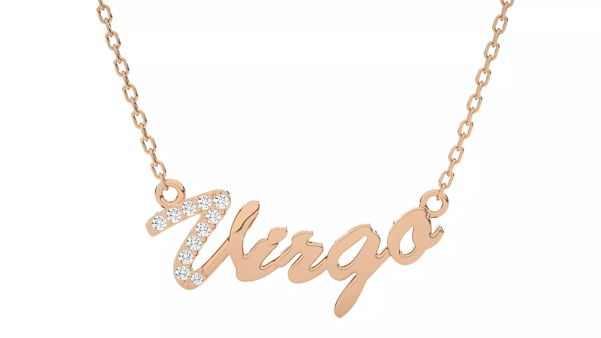 Virgo Zodiac Pendant Necklace 3dm stl render detail 3D print model_0
