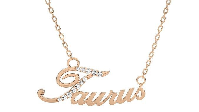 Taurus Zodiac Pendant Necklace 3dm stl render detail 3D print model