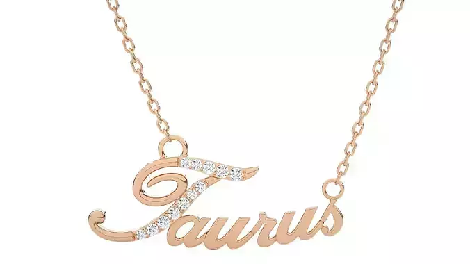 Taurus Zodiac Pendant Necklace 3dm stl render detail 3D print model