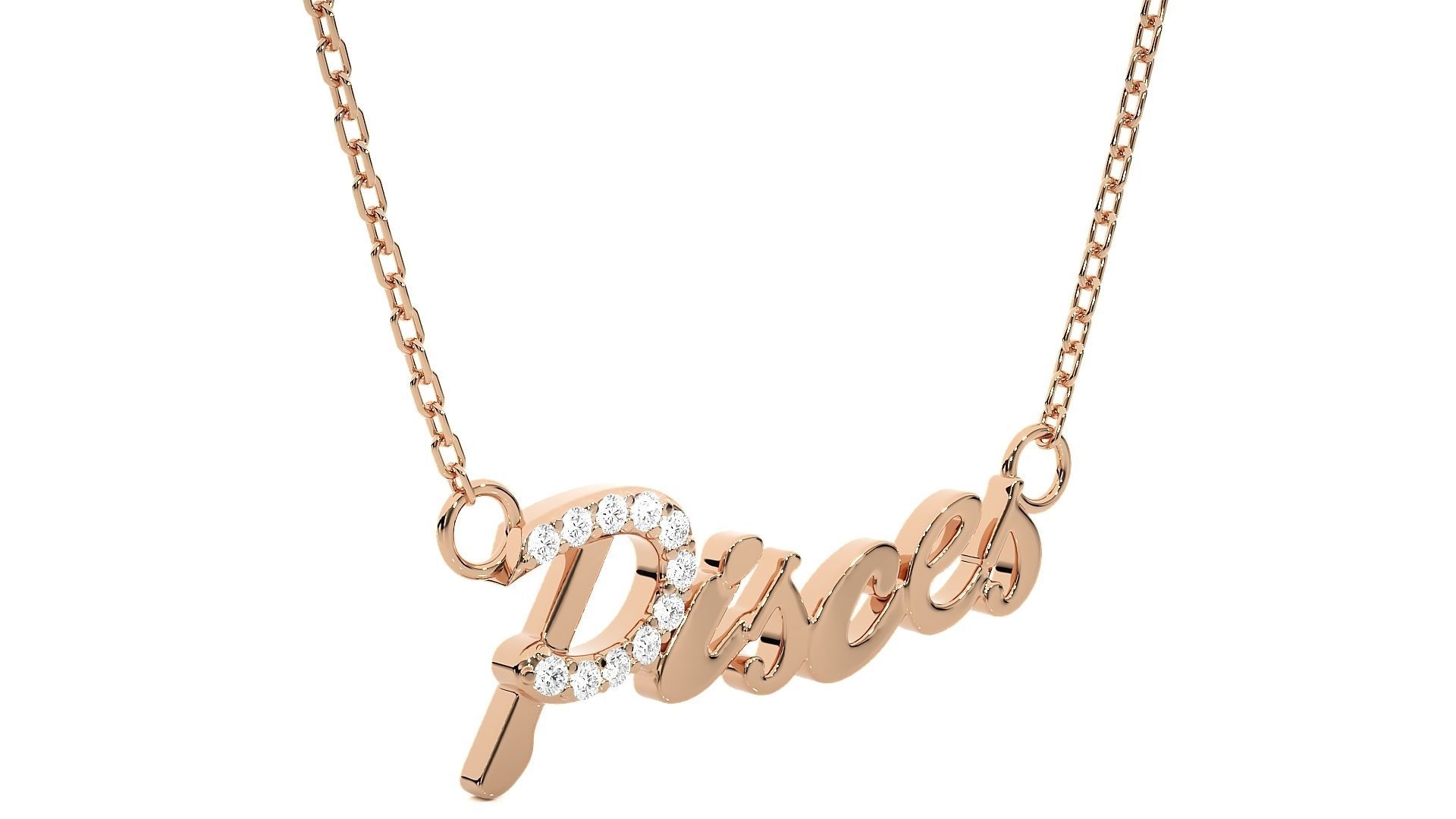 Pisces  Zodiac Pendant Necklace 3dm stl render detail 3D print model_1