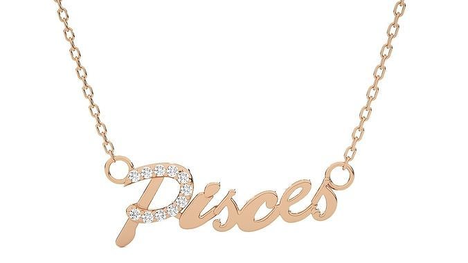 Pisces  Zodiac Pendant Necklace 3dm stl render detail 3D print model