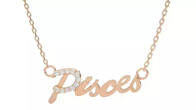 Pisces  Zodiac Pendant Necklace 3dm stl render detail 3D print model