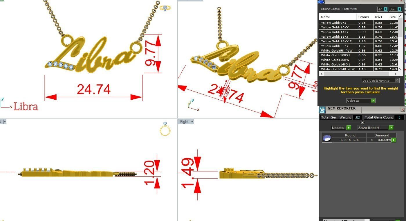 Libra Zodiac Pendant Necklace 3dm stl render detail 3D print model_12