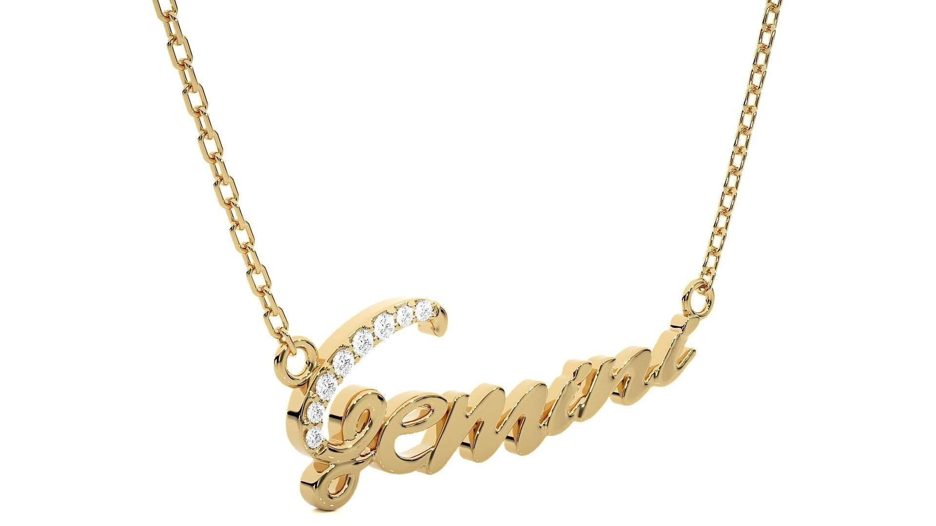 Gemini Zodiac Pendant Necklace 3dm stl render detail 3D print model_9