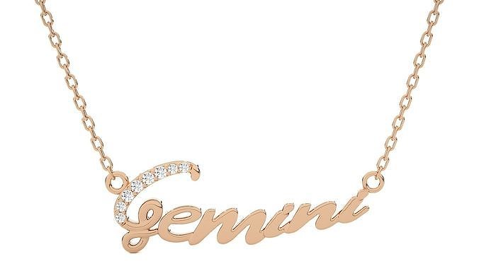 Gemini Zodiac Pendant Necklace 3dm stl render detail 3D print model