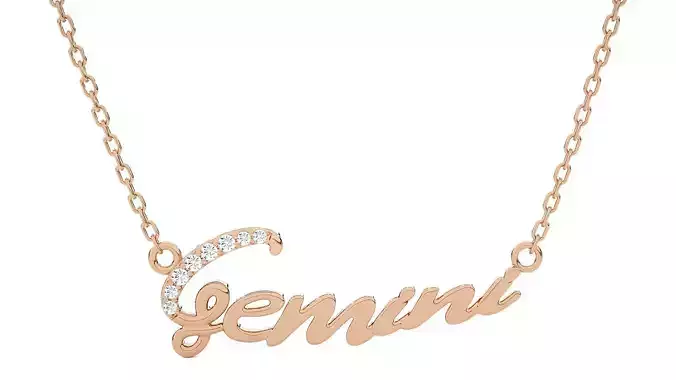 Gemini Zodiac Pendant Necklace 3dm stl render detail 3D print model
