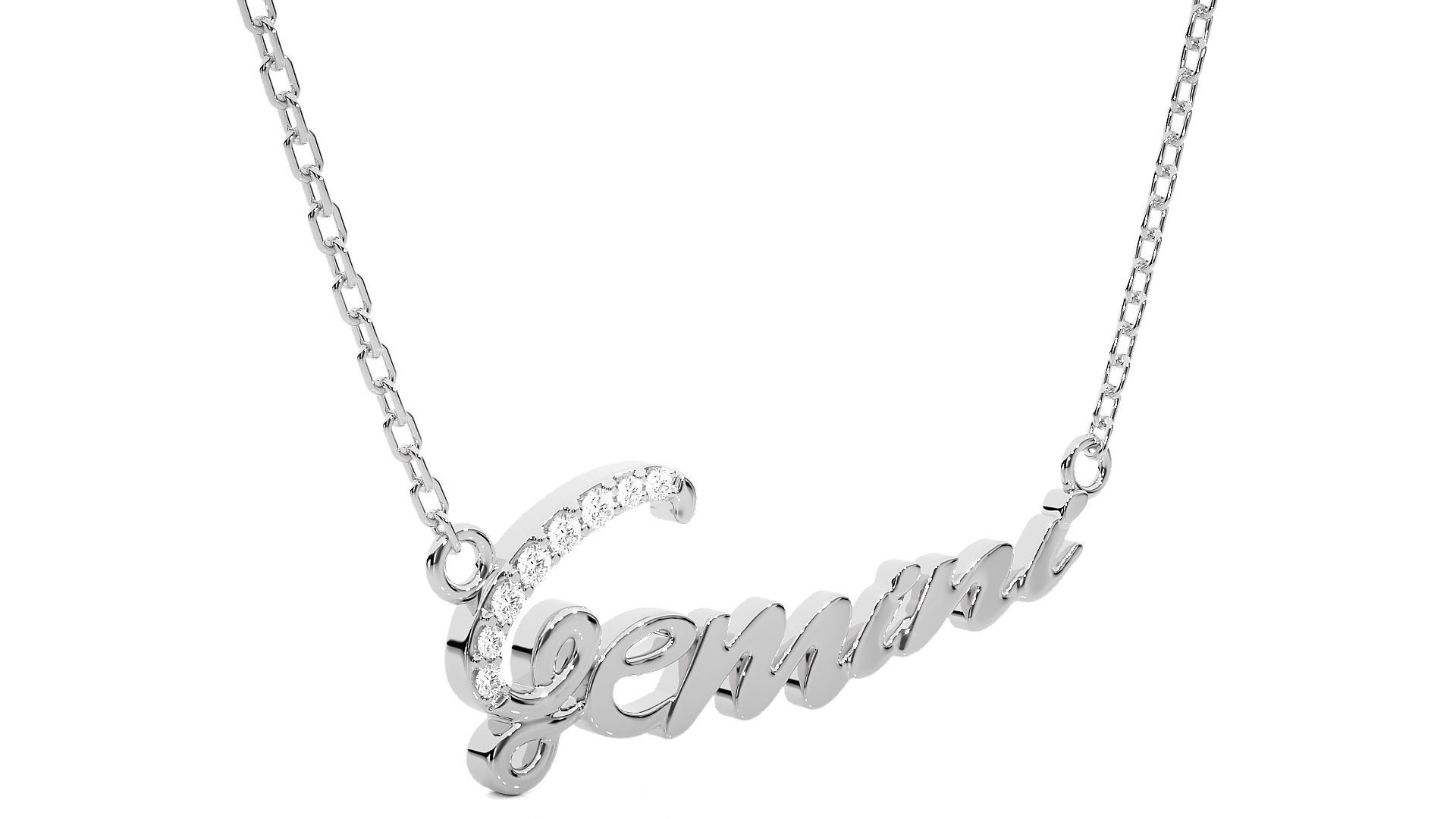 Gemini Zodiac Pendant Necklace 3dm stl render detail 3D print model_5