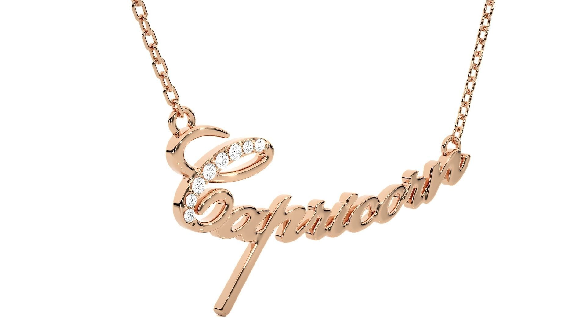 Capricorn Zodiac Pendant Necklace 3dm stl render detail 3D print model_1