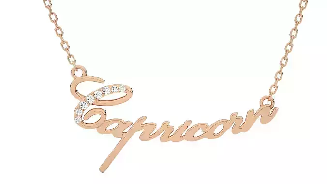 Capricorn Zodiac Pendant Necklace 3dm stl render detail 3D print model