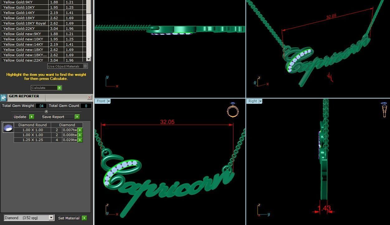 Capricorn Zodiac Pendant Necklace 3dm stl render detail 3D print model_12