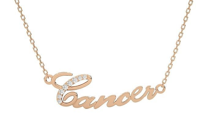 Cancer Zodiac Pendant Necklace 3dm stl render detail 3D print model