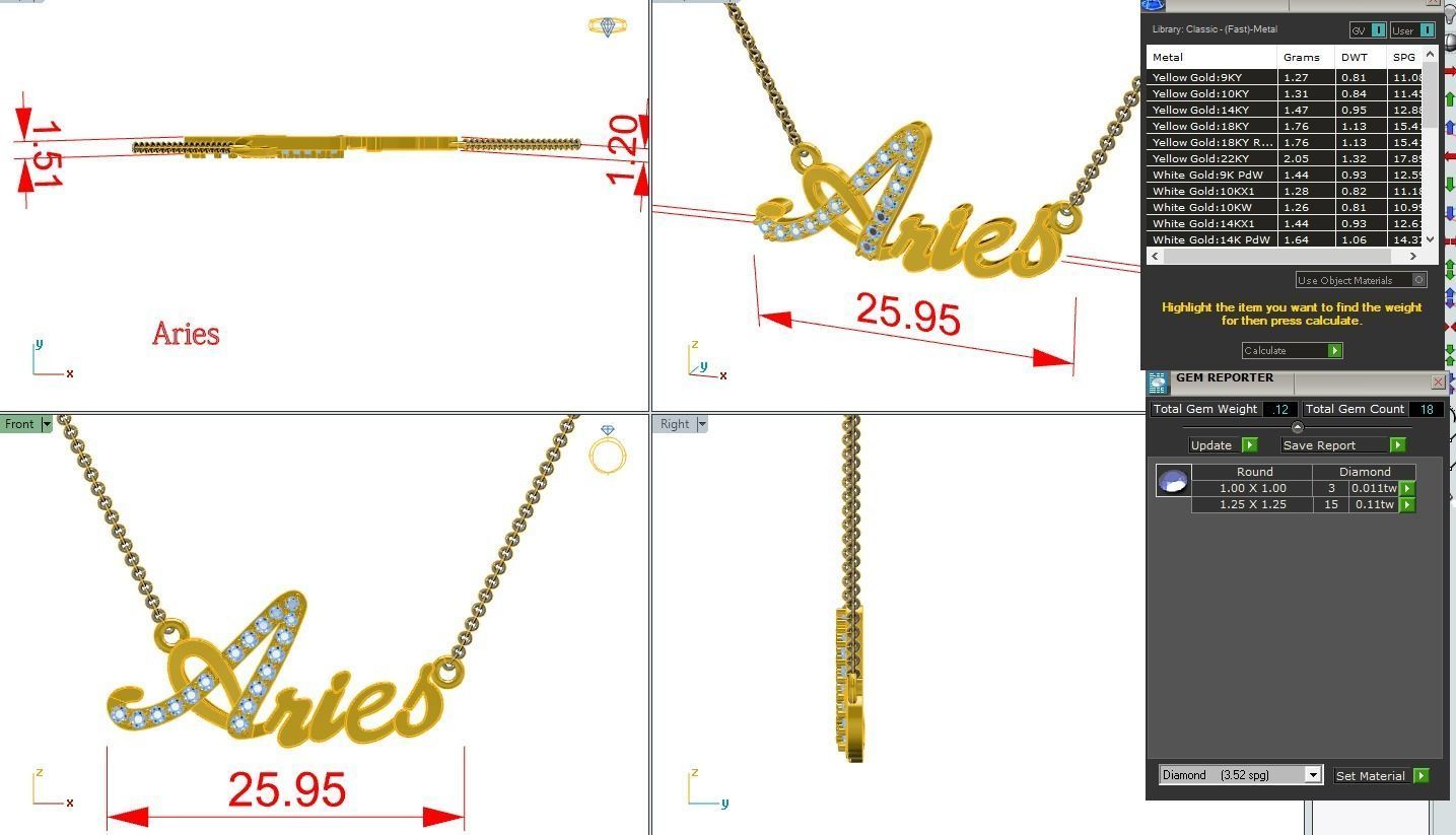 Aries Zodiac Pendant Necklace 3dm stl render detail 3D print model_12