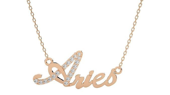 Aries Zodiac Pendant Necklace 3dm stl render detail 3D print model
