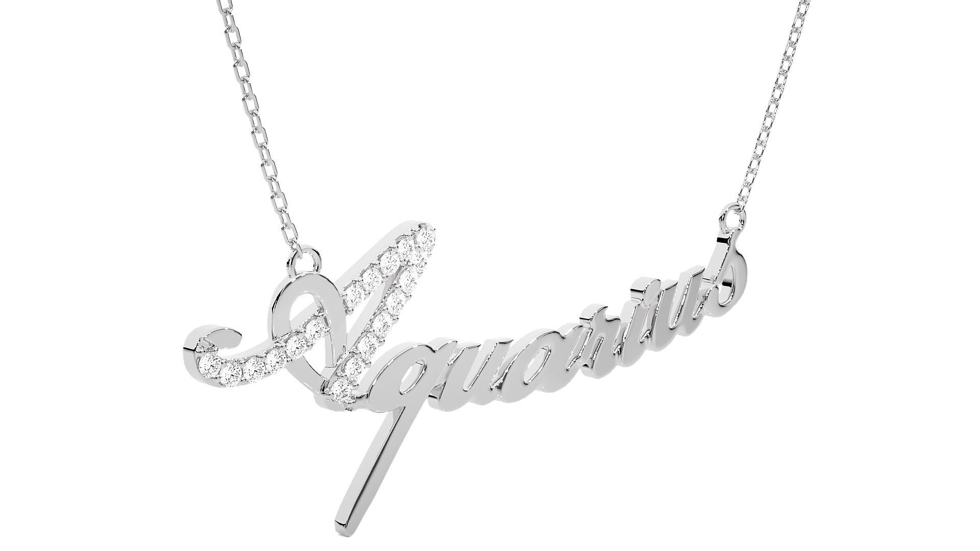 Aquarius Zodiac Pendant Necklace 3dm stl render detail 3D print model_5