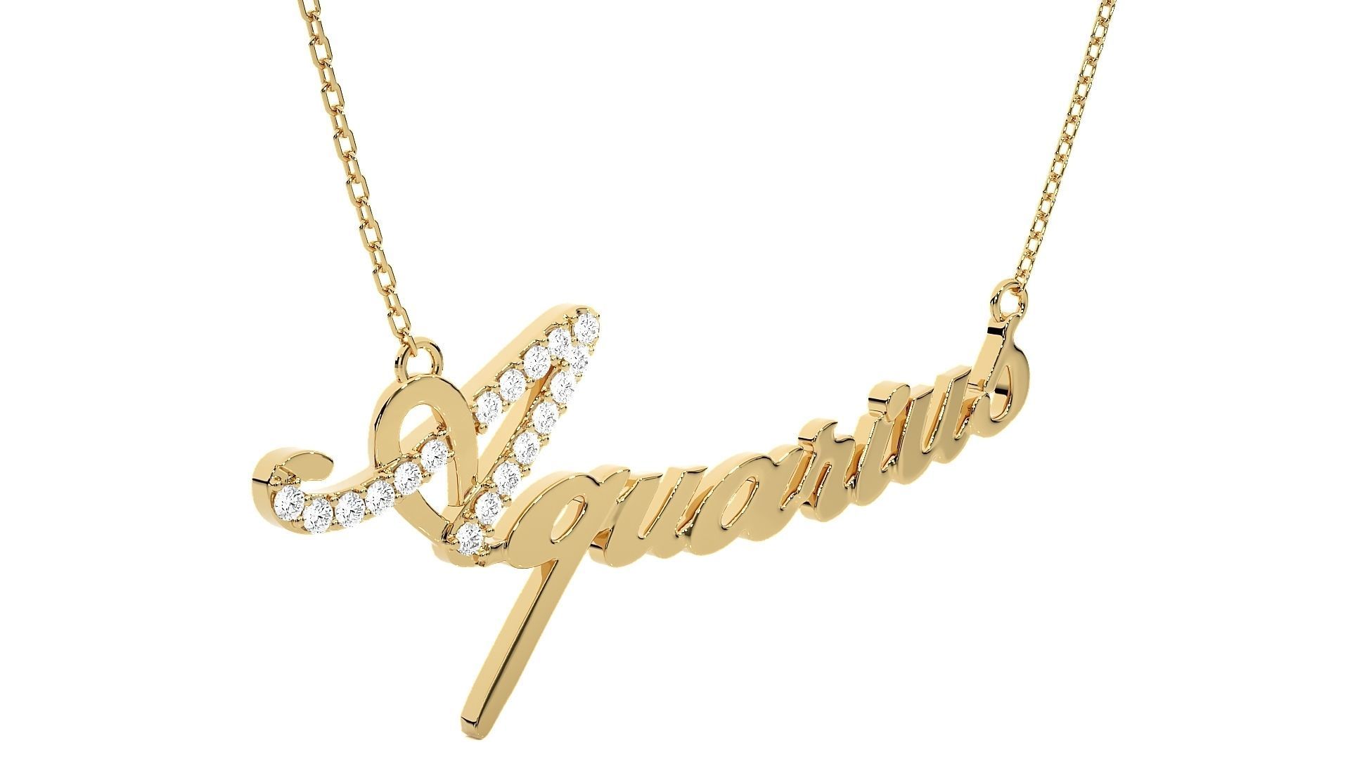 Aquarius Zodiac Pendant Necklace 3dm stl render detail 3D print model_9