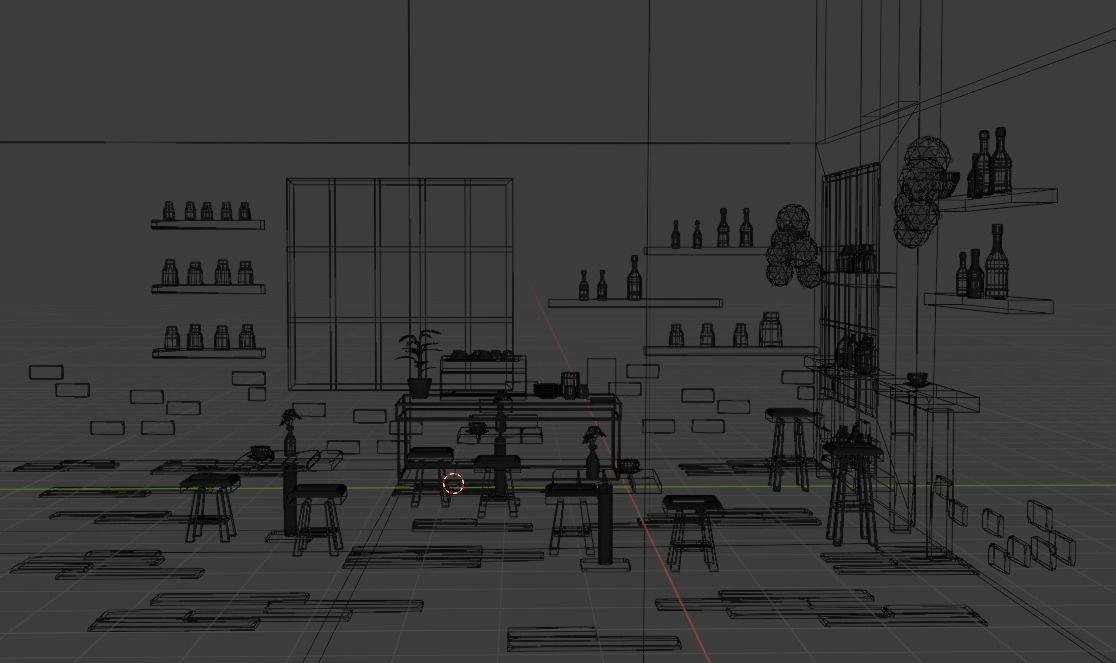  Cafe shop design low poly mock up Low-poly 3D model_7