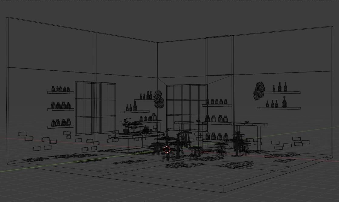  Cafe shop design low poly mock up Low-poly 3D model_6