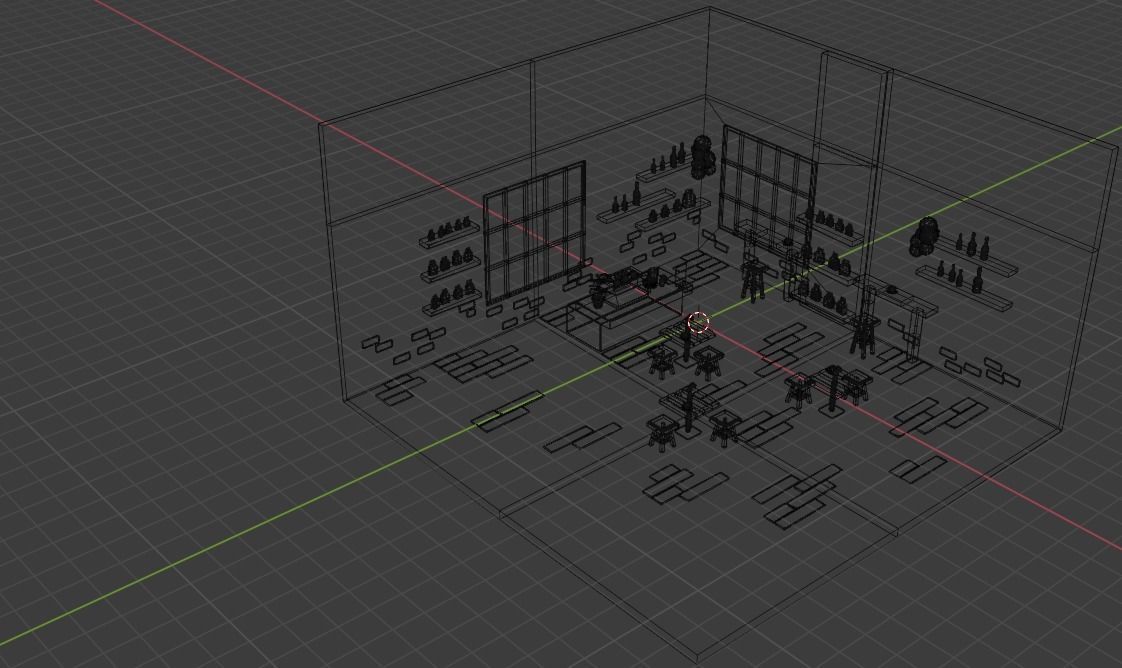  Cafe shop design low poly mock up Low-poly 3D model_11