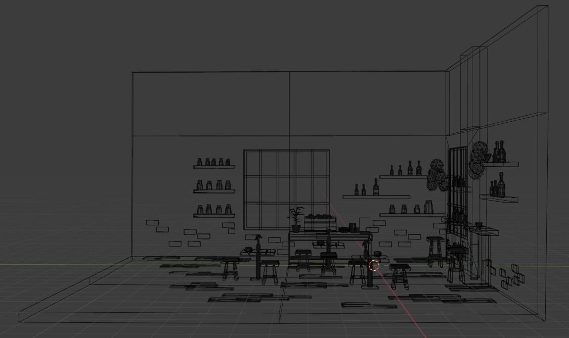  Cafe shop design low poly mock up Low-poly 3D model_9