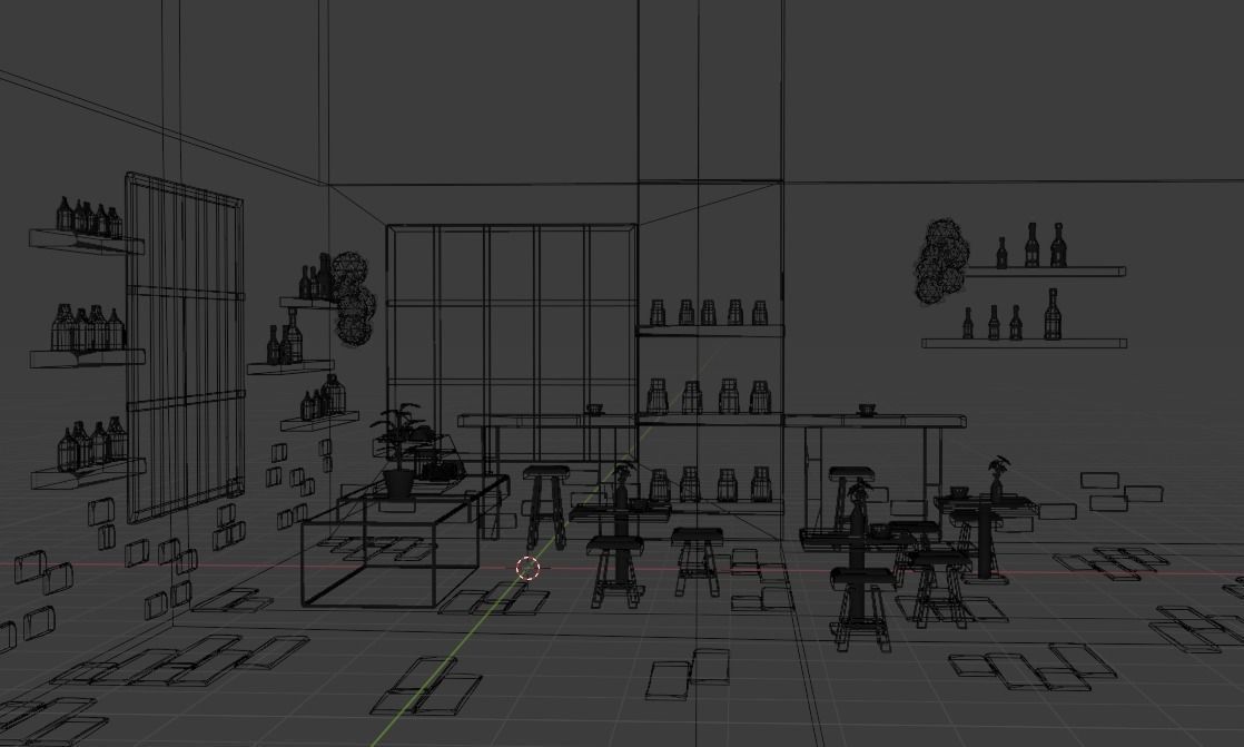  Cafe shop design low poly mock up Low-poly 3D model_8