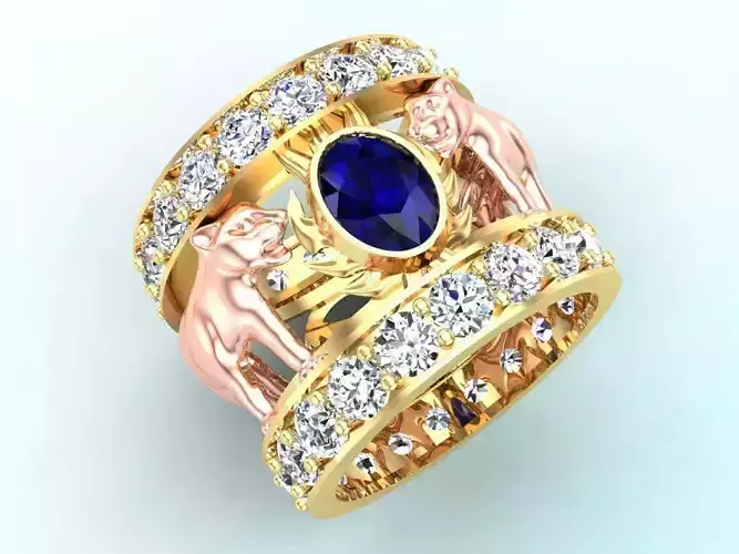 Double Leopard Rings - Double Cat Rings 3D print model