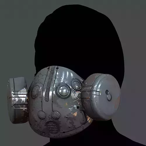 Gas mask helmet 3d model scifi Low-poly 